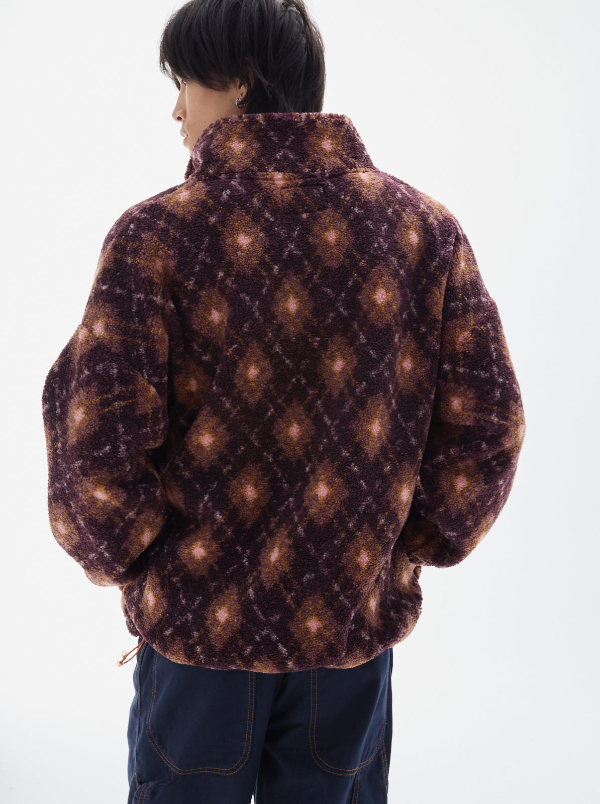 Boy fullprint sherpa sweater_Bordeaux