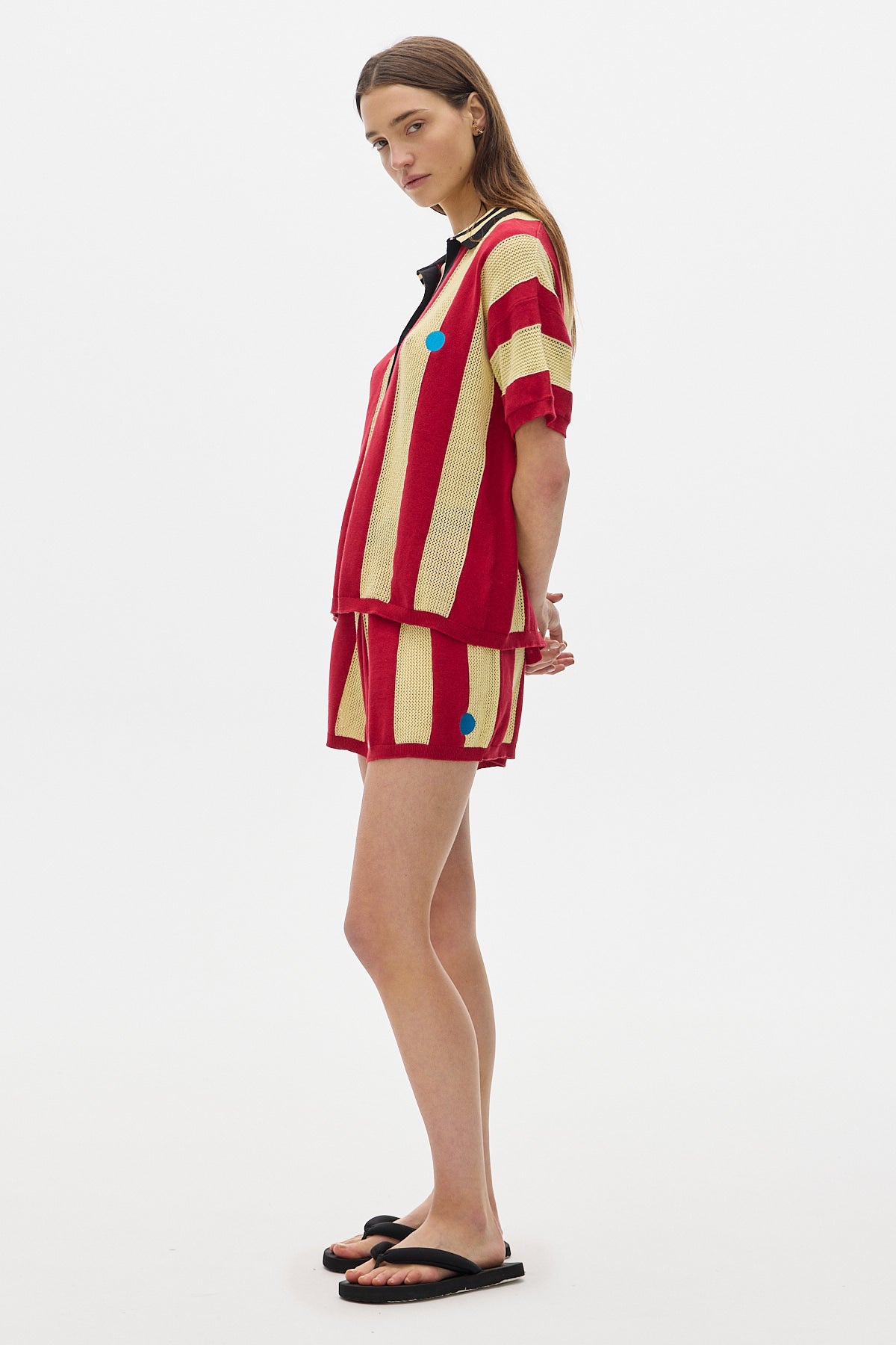 Jump Stripes Knit Shorts_Yellow