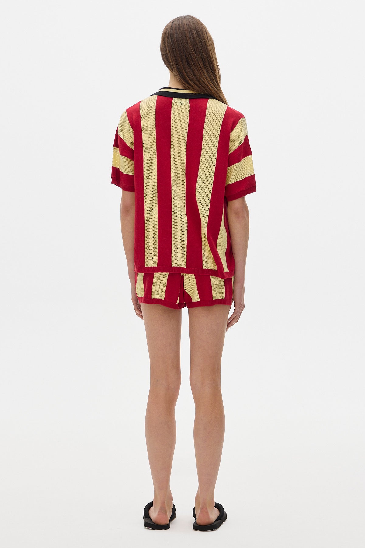 Chomba Stripes Knit Polo Shirt_Yellow