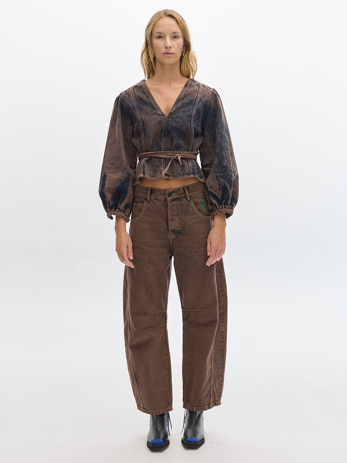 Holden denim washed blouse _ Brown