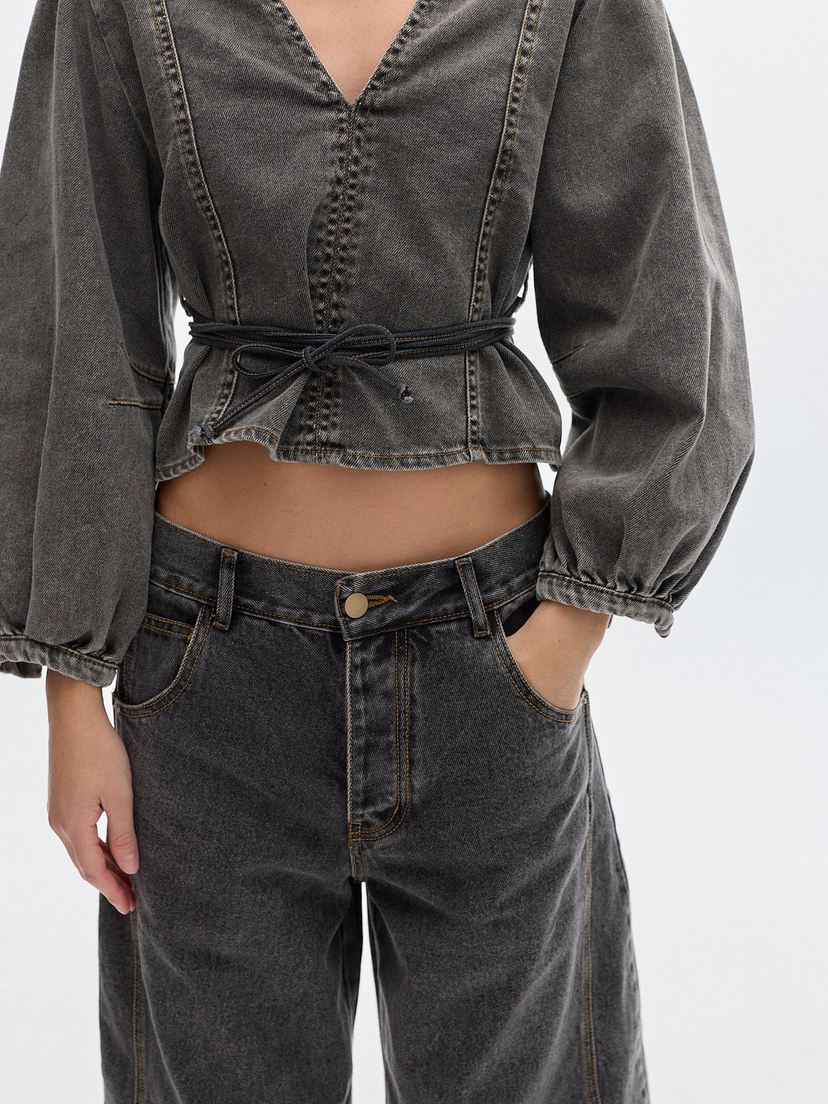 Holden denim washed blouse _ Stone