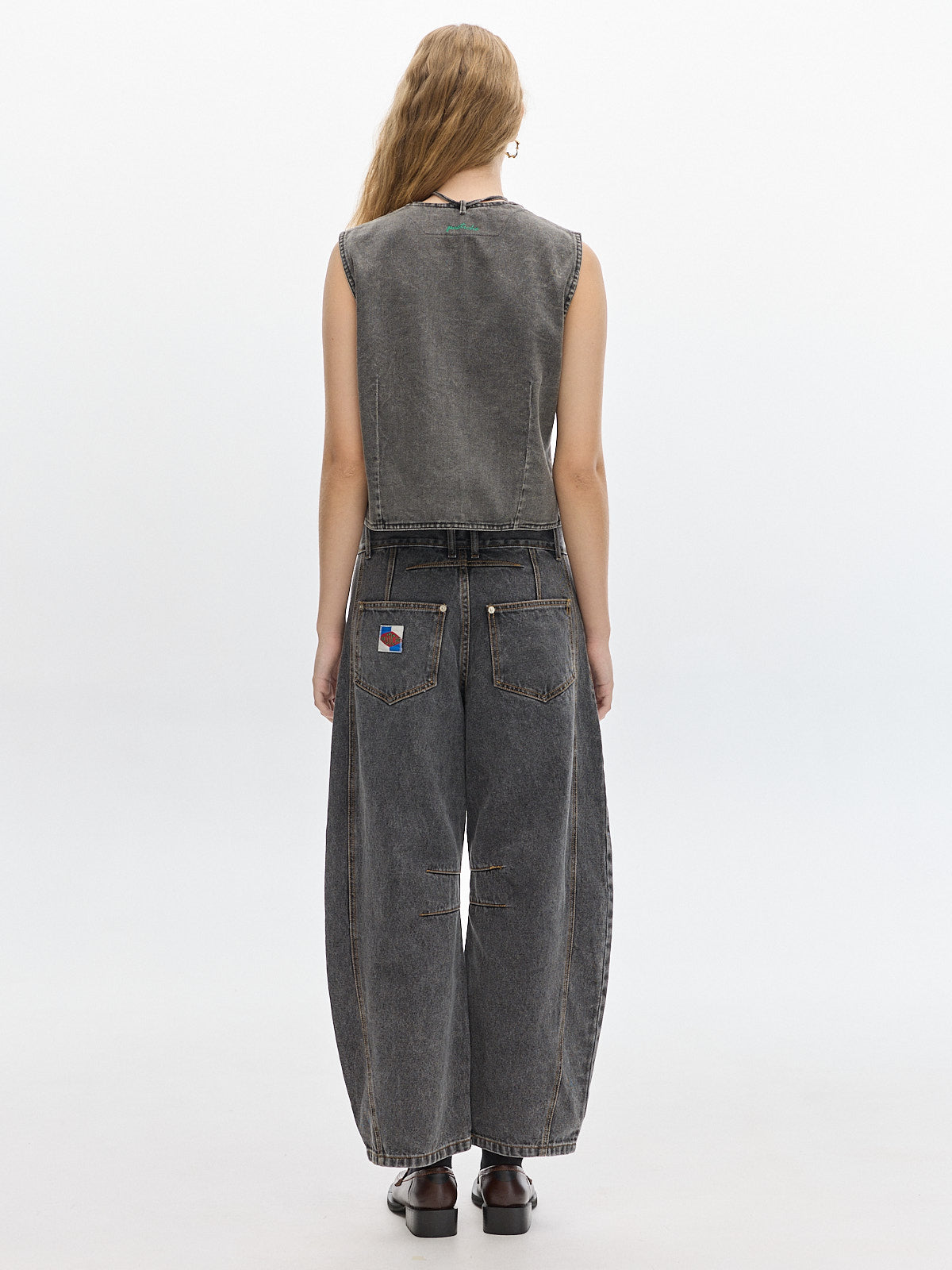 Country denim washed vest _ Stone