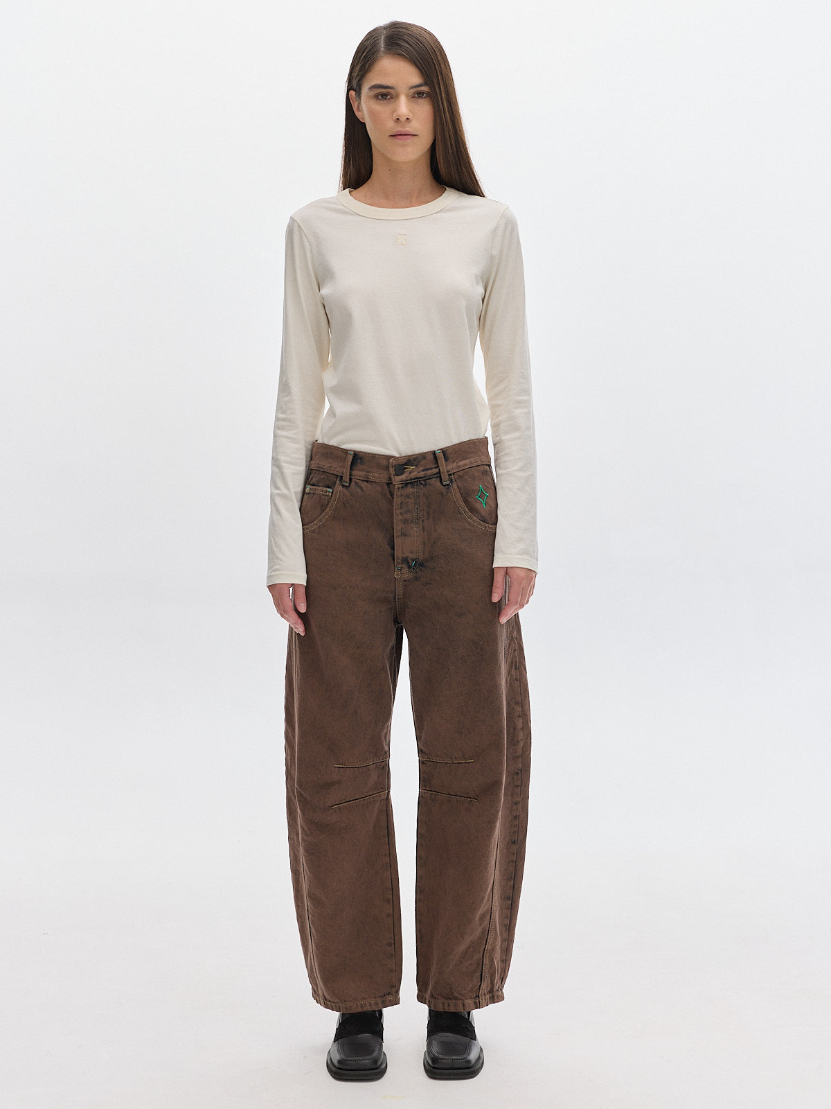 Barrel jean washed _Brown