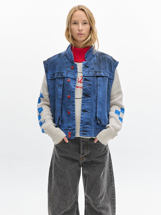 Explorer washed vest _ Blue