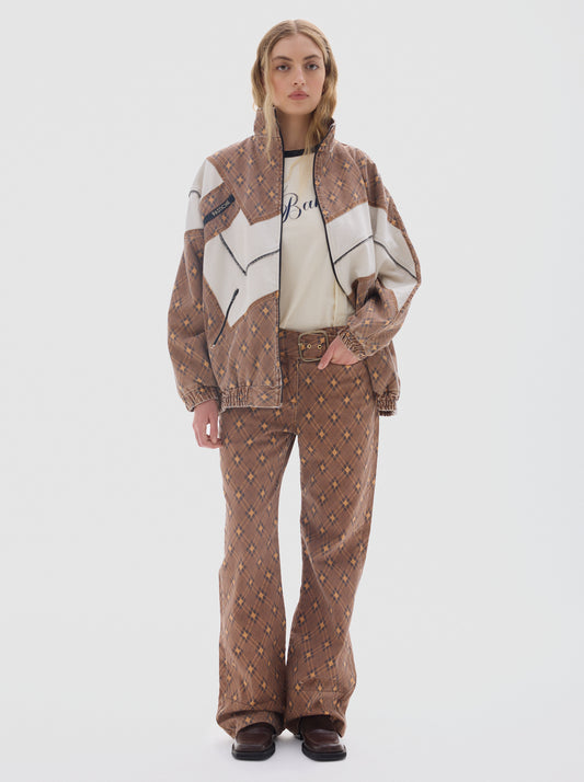 Olimpica Print denim jacket_Brown