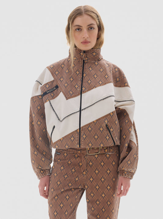 Olimpica Print denim jacket_Brown