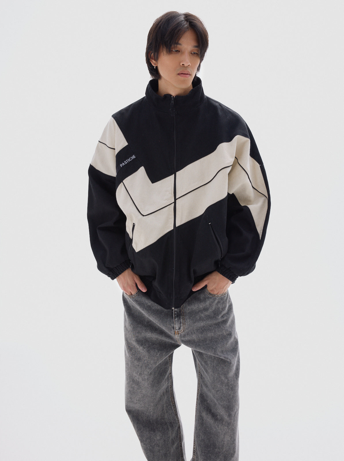 Olimpico solid denim jacket_black