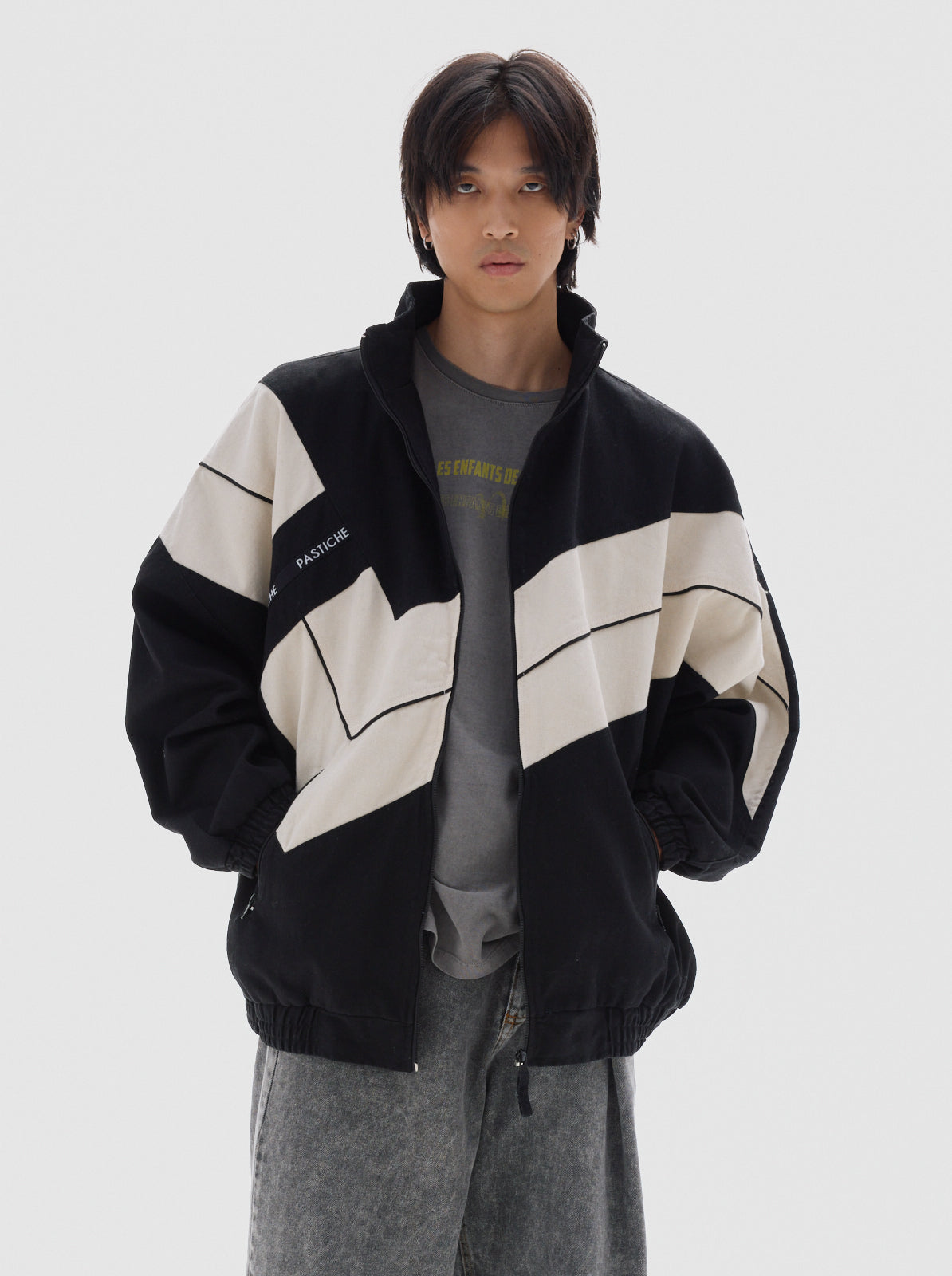 Olimpico solid denim jacket_black