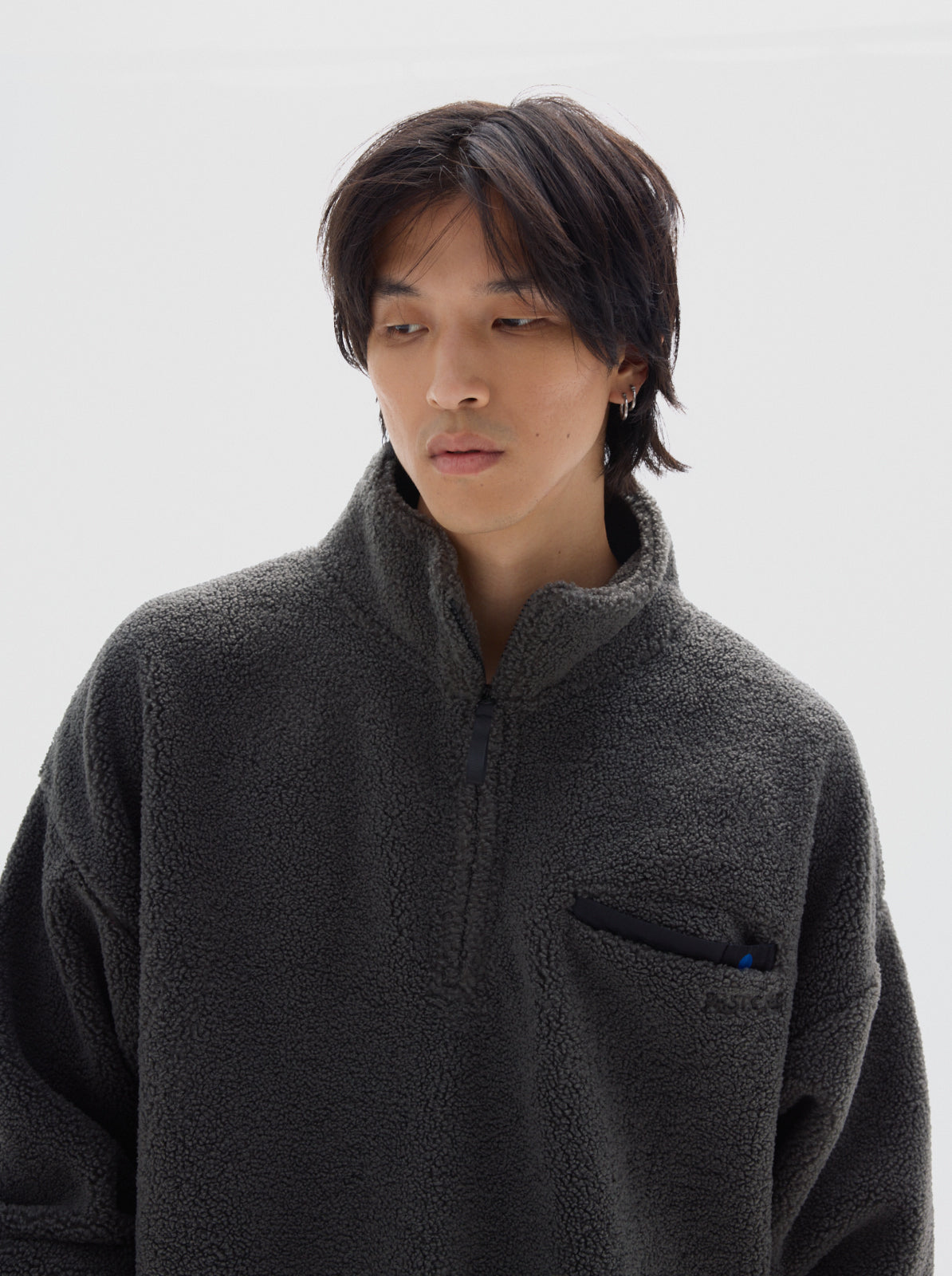 Boy sherpa sweater_Stone gray