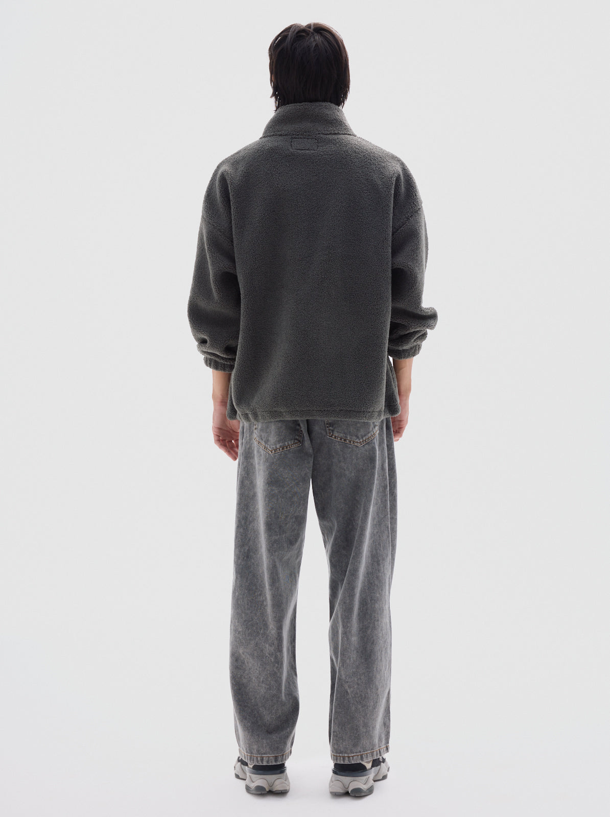 Boy sherpa sweater_Stone gray