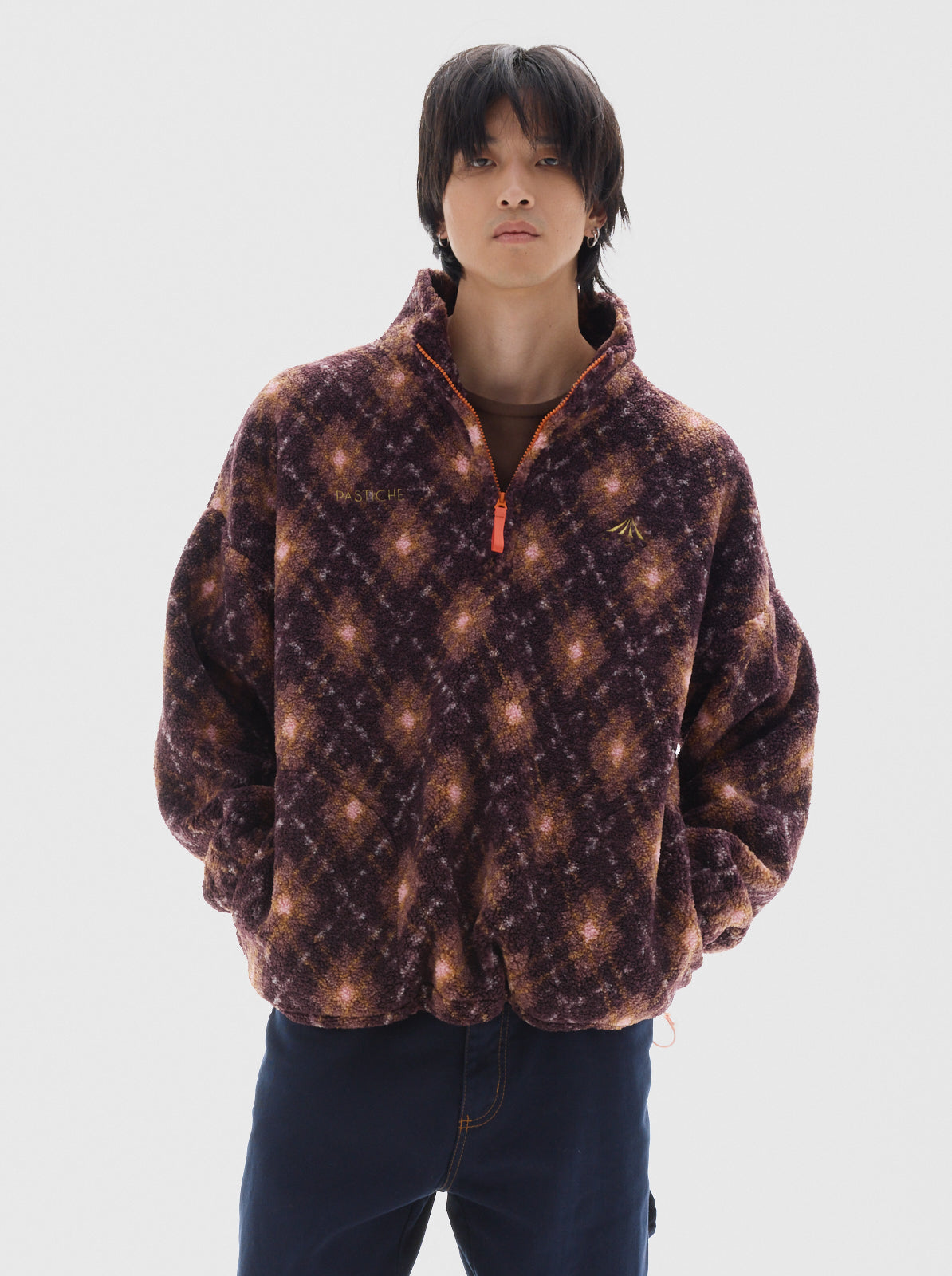 Boy fullprint sherpa sweater_Bordeaux