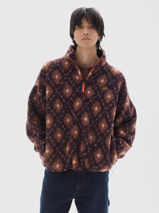 Boy fullprint sherpa sweater_Bordeaux