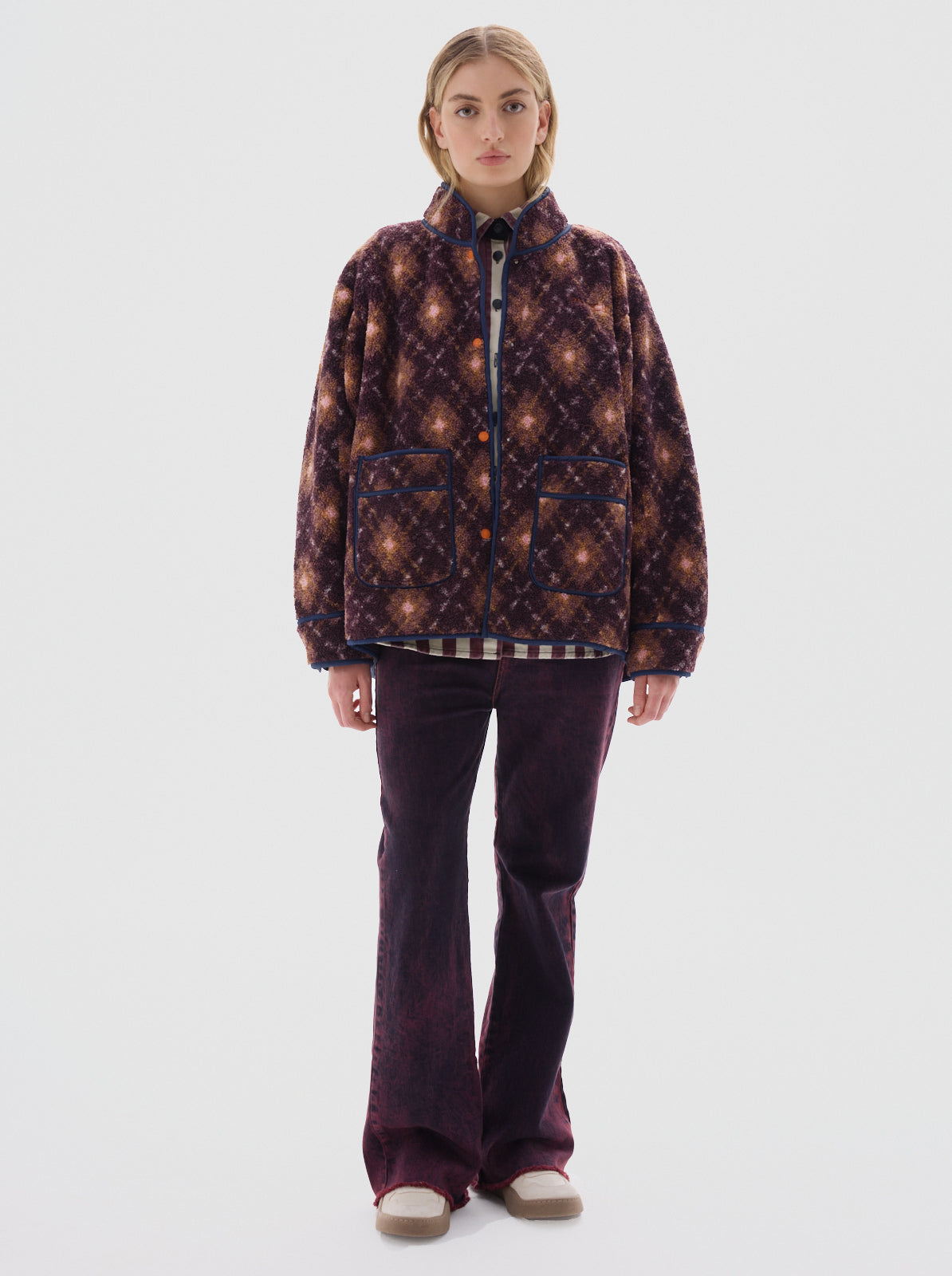 Jolie fullprint sherpa jacket_Bordeaux
