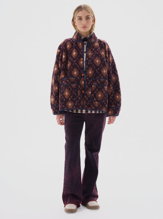 Jolie fullprint sherpa jacket_Bordeaux