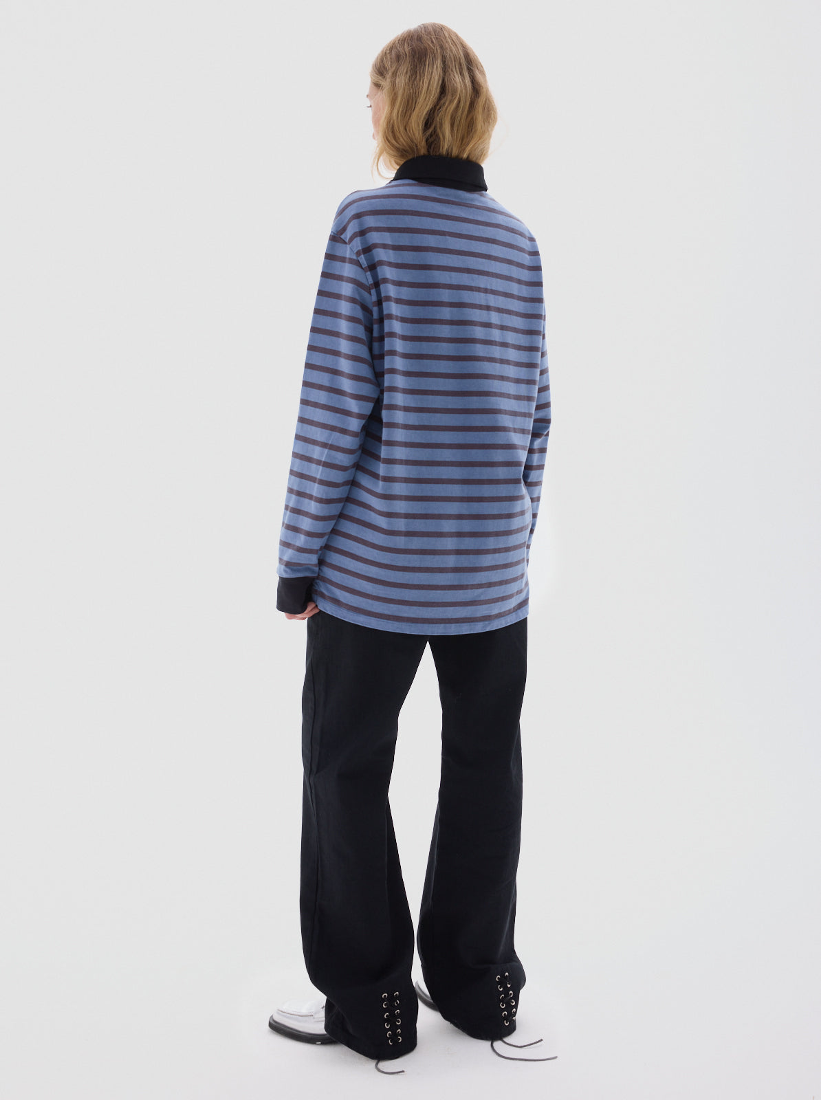 Jim stripes long-sleeve polo shirt_blue