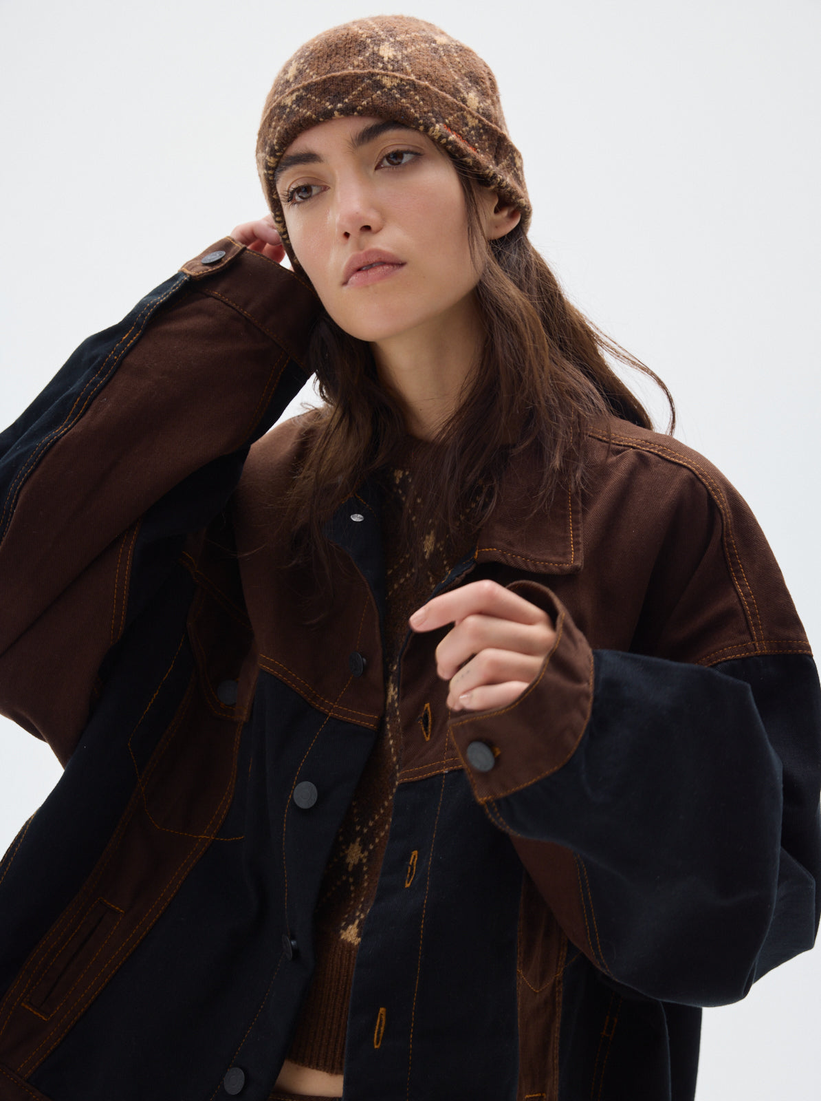 Radio cb denim jacket _brown