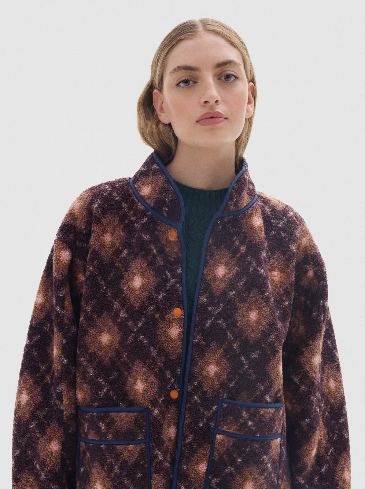 Jolie fullprint sherpa jacket_Bordeaux