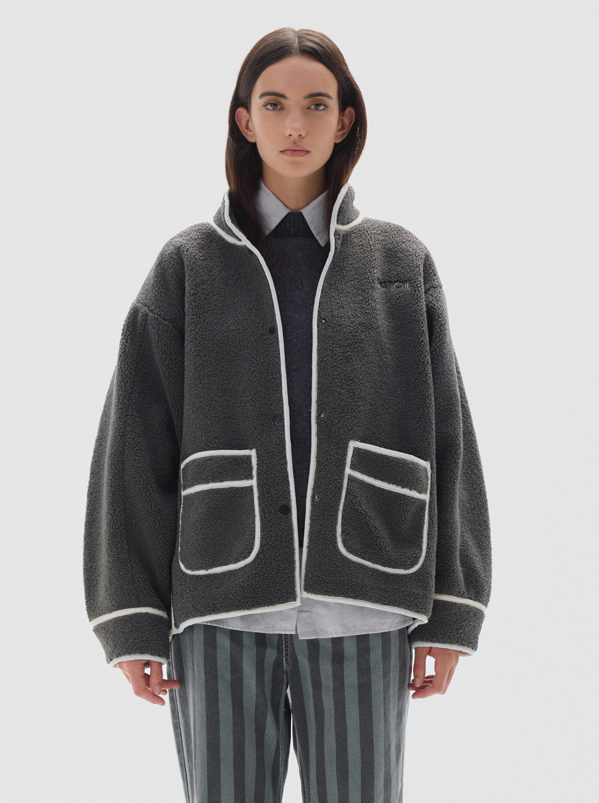 Jolie sherpa jacket_Stone gray