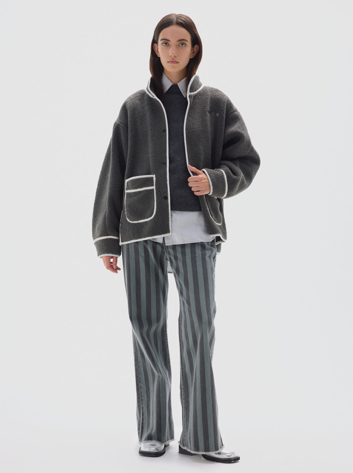 Jolie sherpa jacket_Stone gray