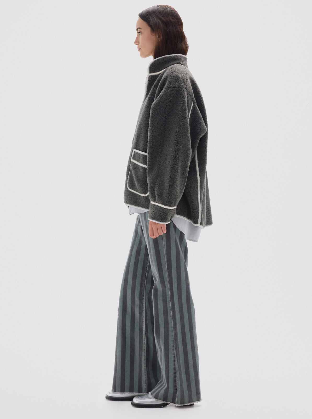 Jolie sherpa jacket_Stone gray
