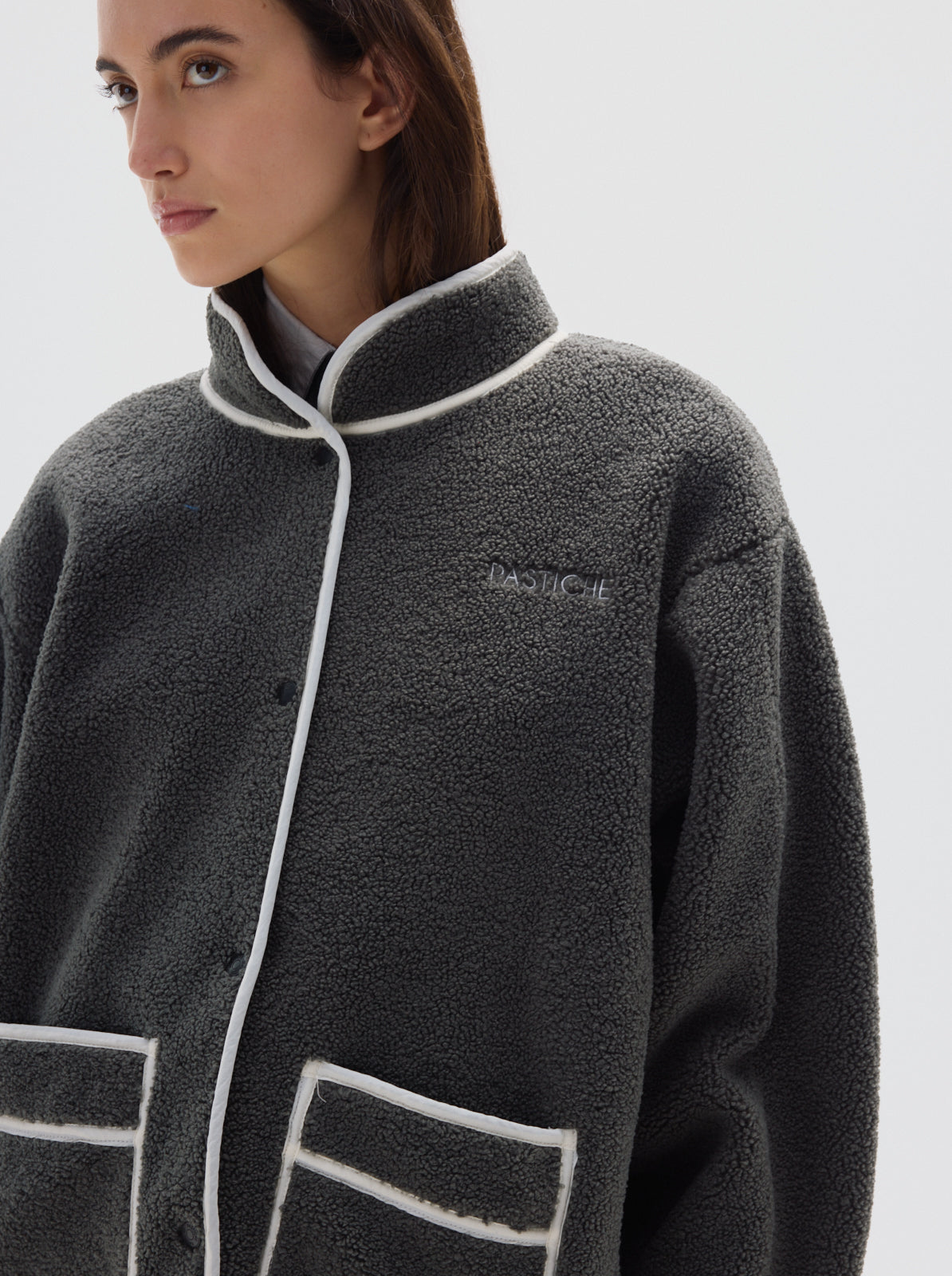 Jolie sherpa jacket_Stone gray