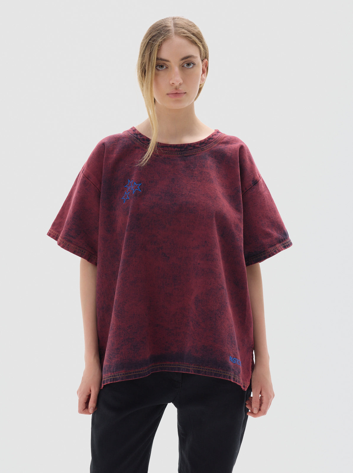 Row washed denim t-shirt _bordeux