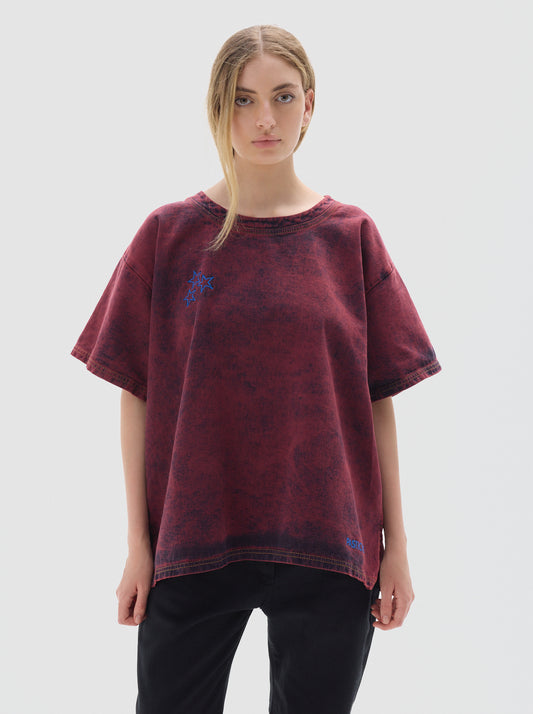 Row washed denim t-shirt _bordeux