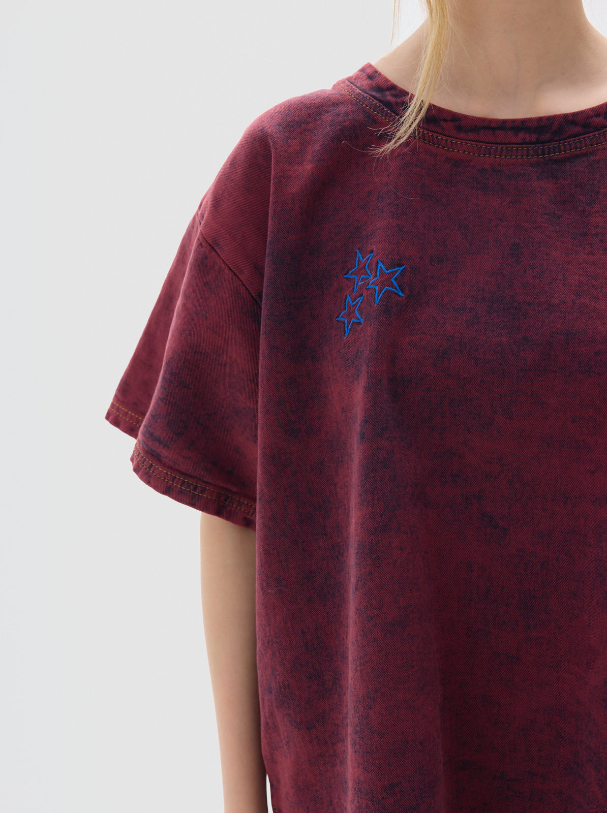 Row washed denim t-shirt _bordeux