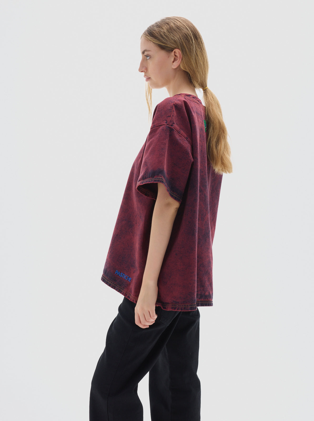 Row washed denim t-shirt _bordeux