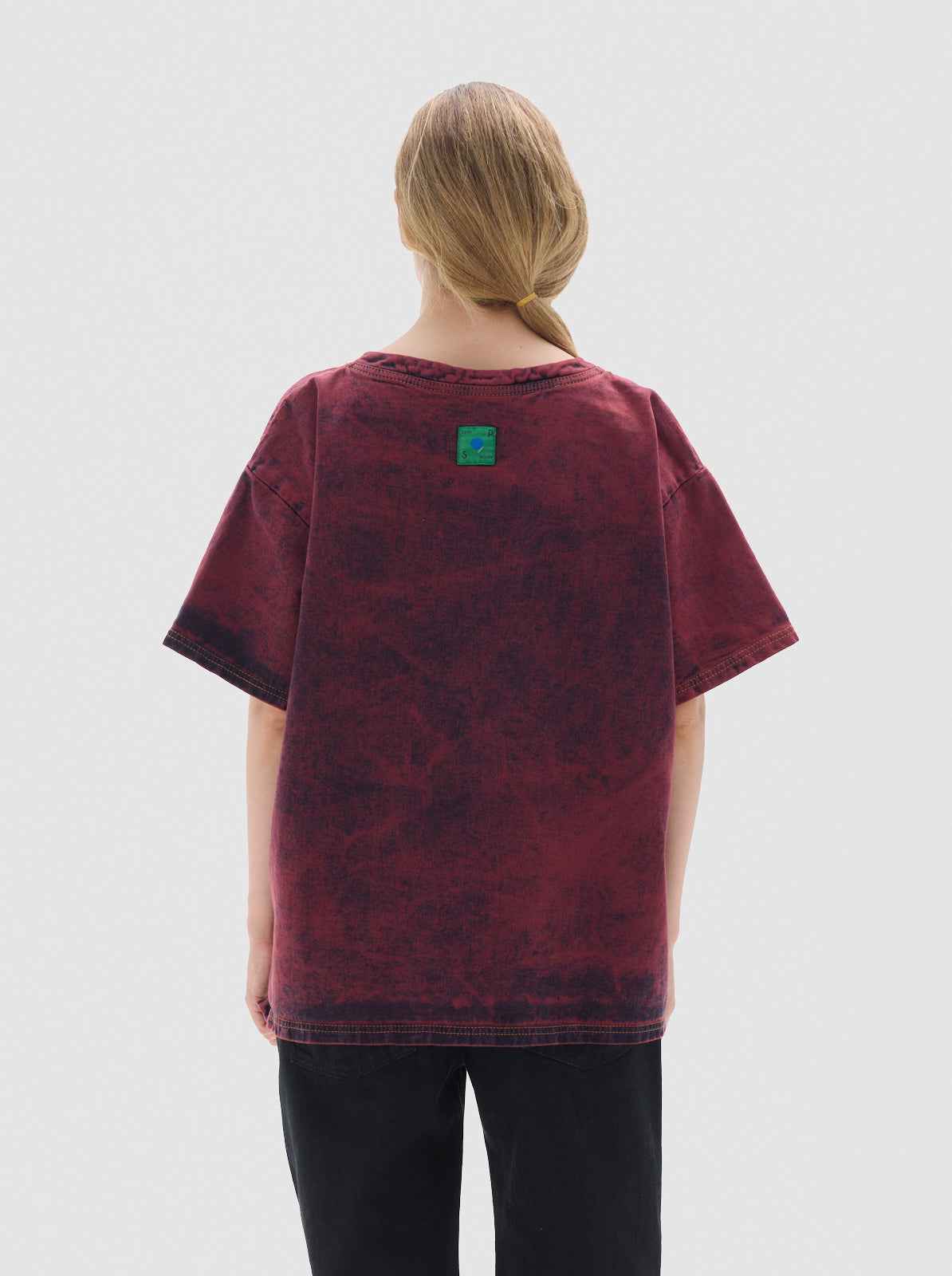 Row washed denim t-shirt _bordeux