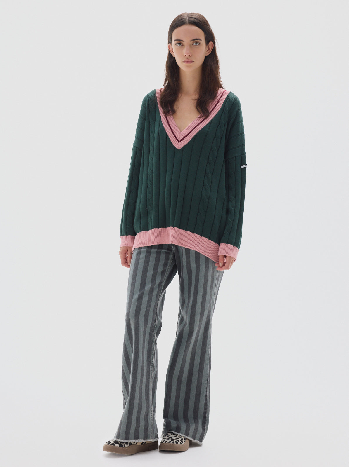Atlas cotton knit sweater_Green