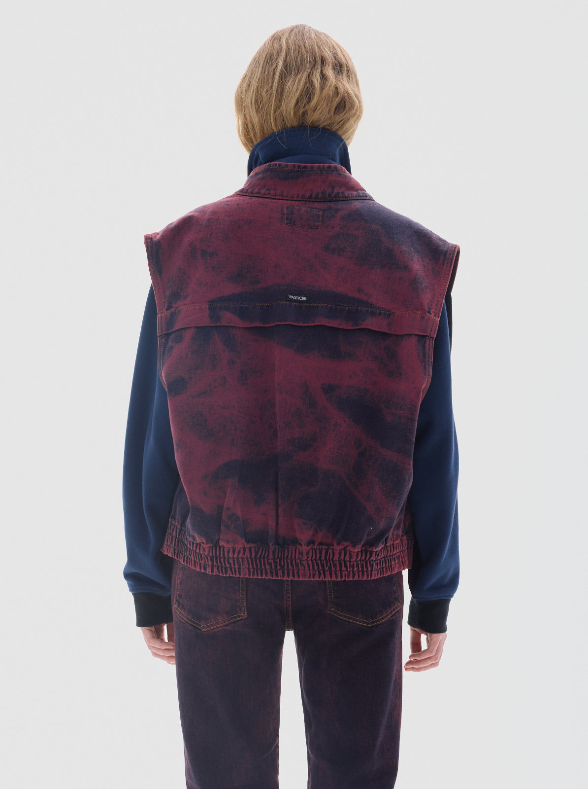 Explorer washed denim vest_bordeaux