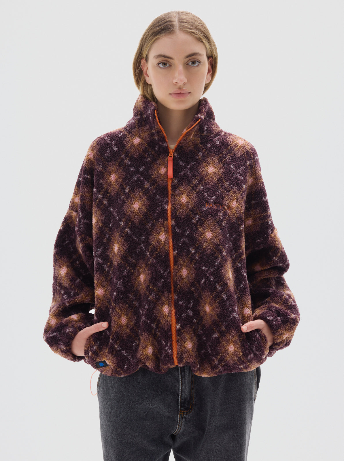 Kiddo fullprint sherpa jacket_Bordeaux