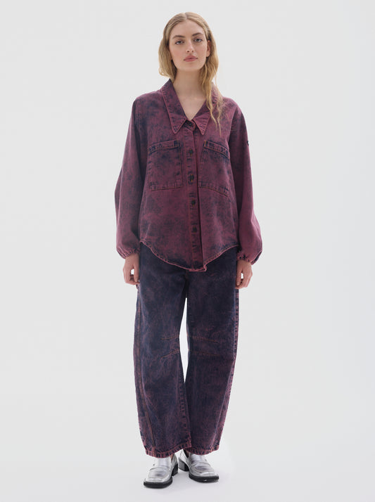 Cisne washed denim shirt_bordeaux