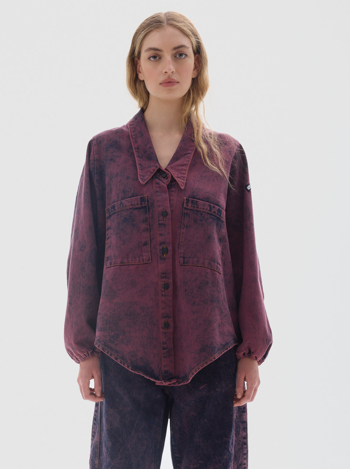 Cisne washed denim shirt_bordeaux