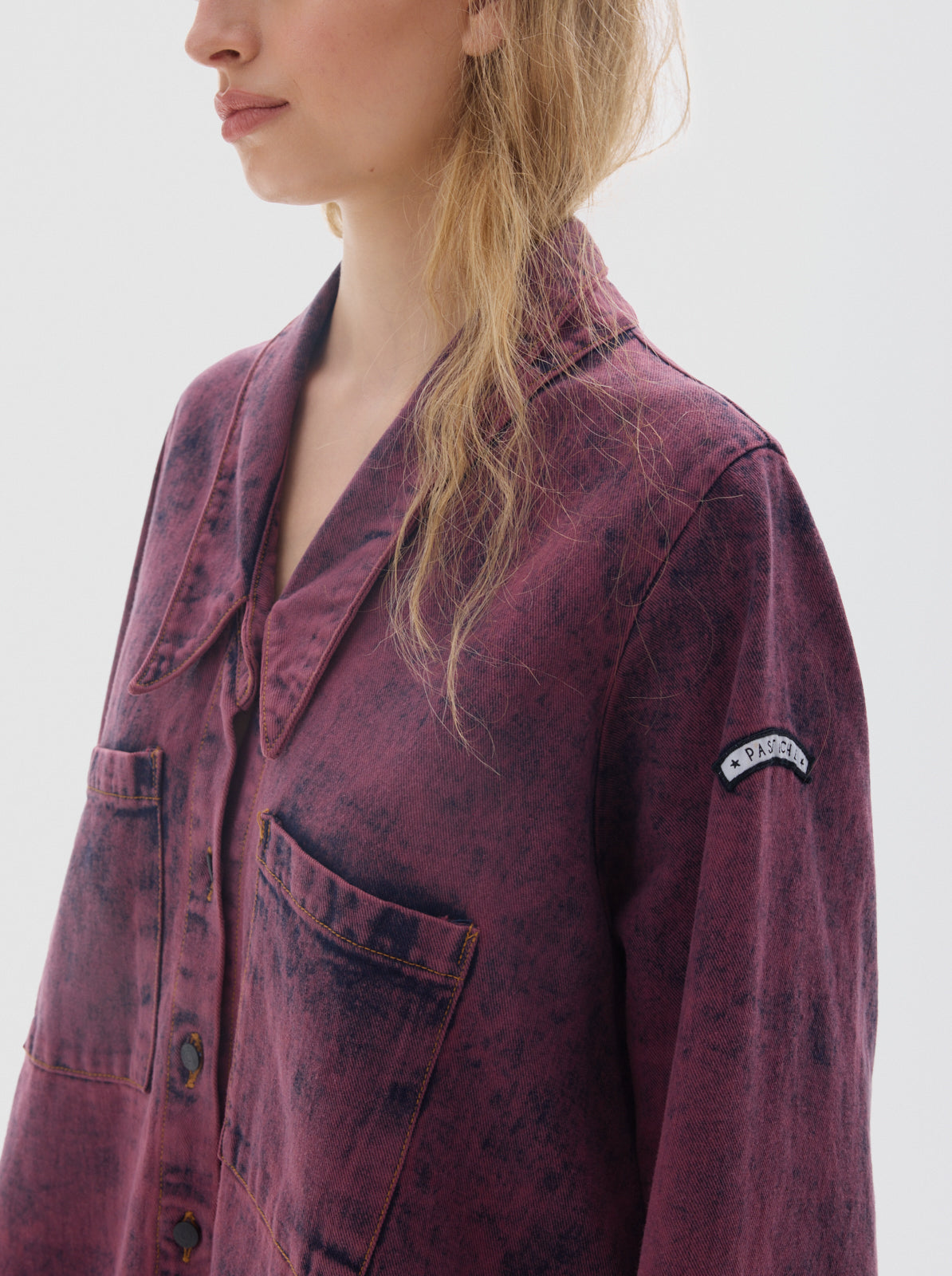 Cisne washed denim shirt_bordeaux