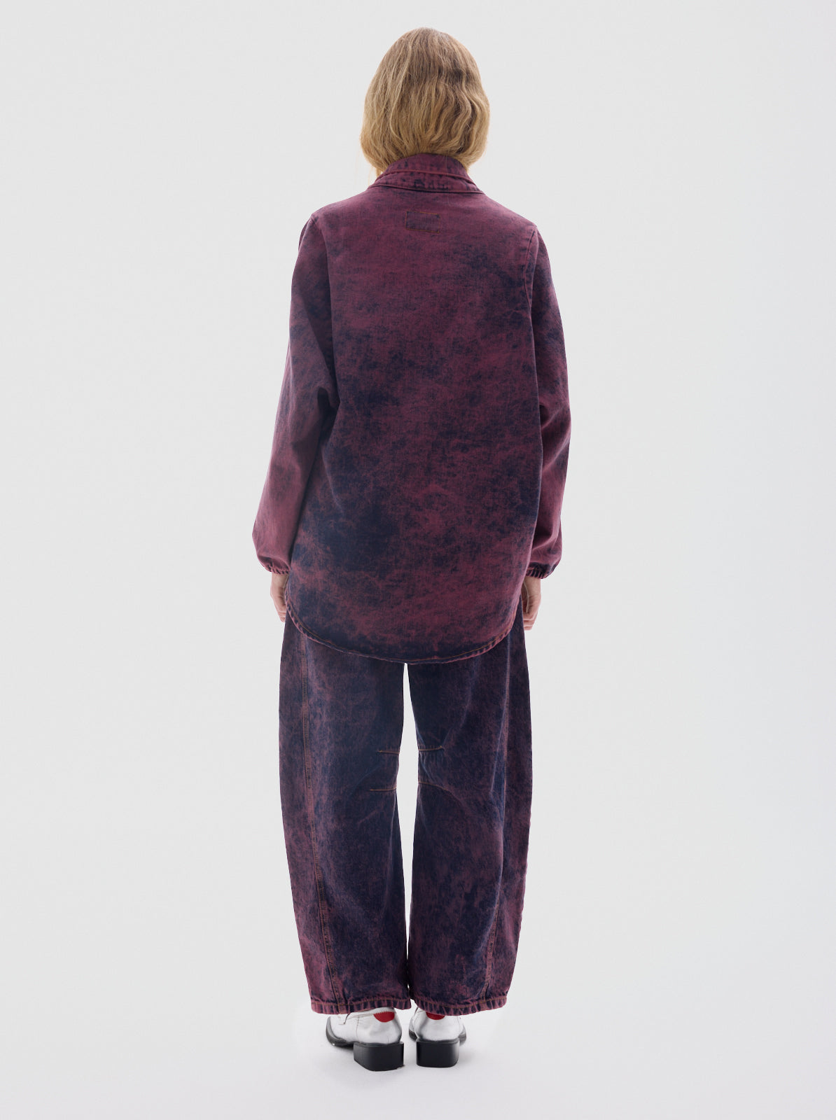 Cisne washed denim shirt_bordeaux