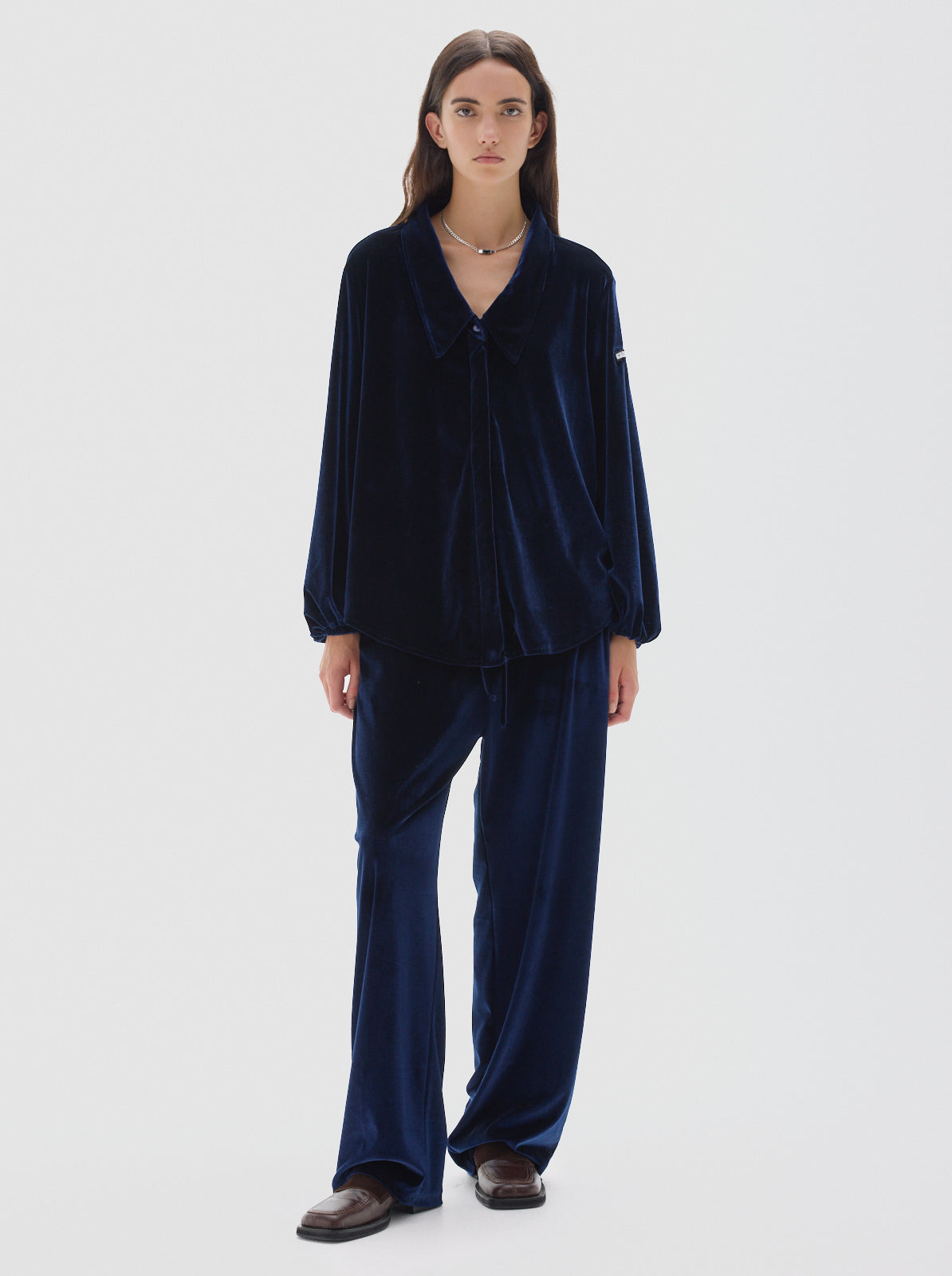 Crocker velvet blouse_blue
