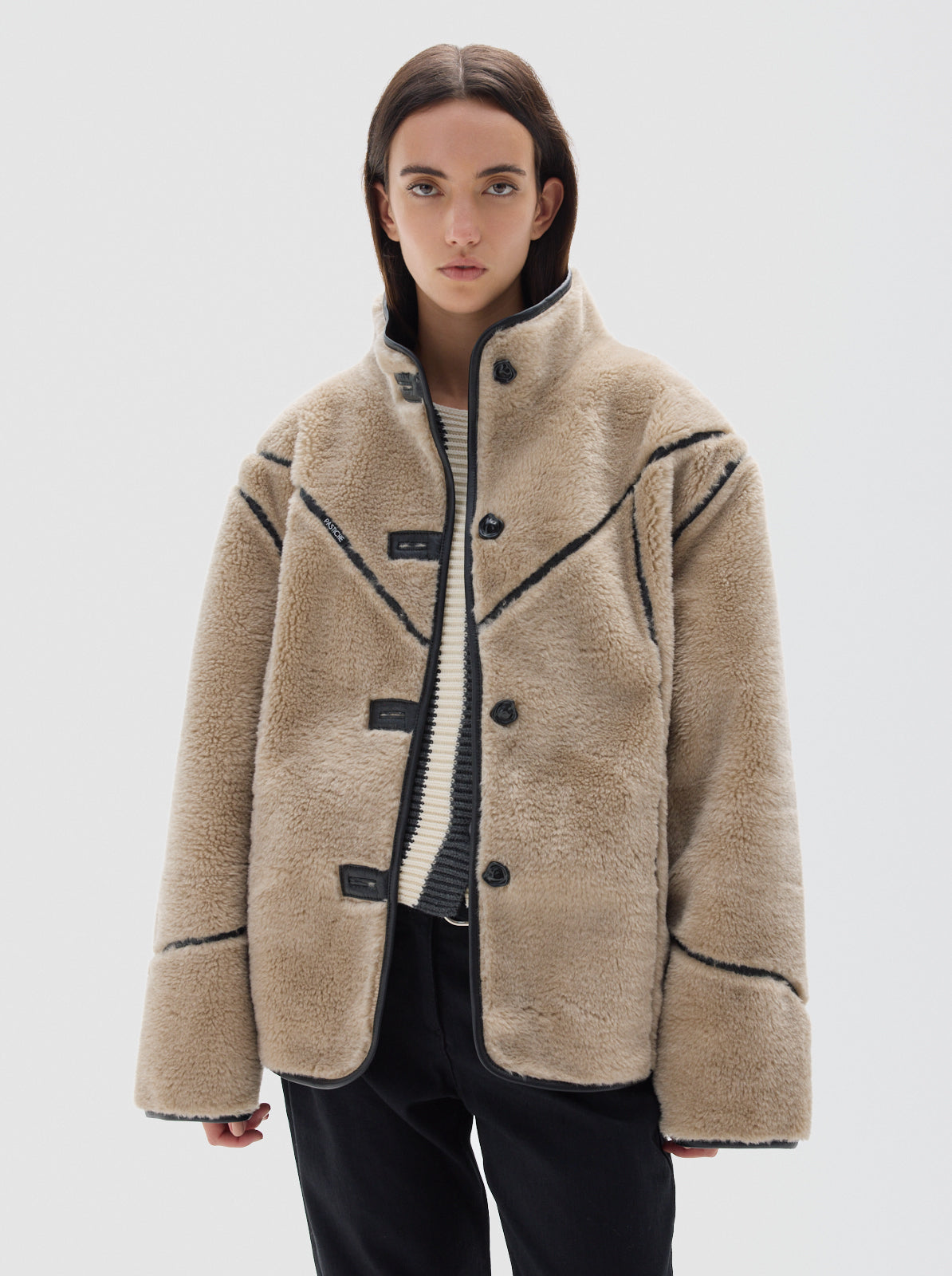Bosque faux-fur coat_Stone