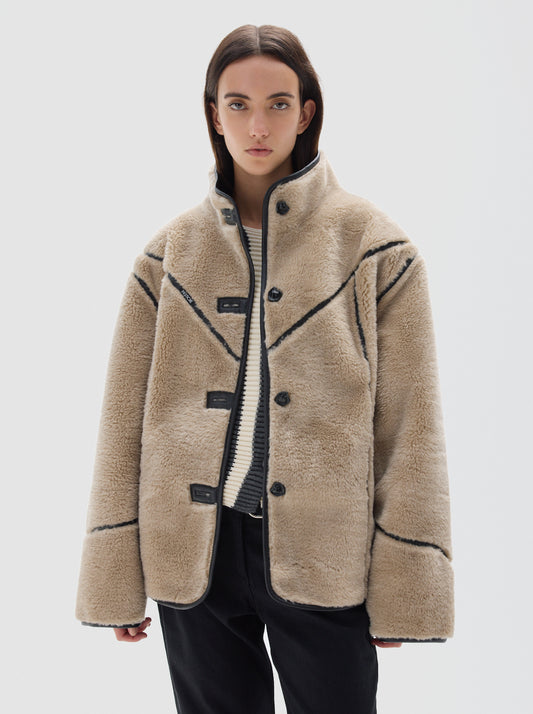 Bosque faux-fur coat_Stone