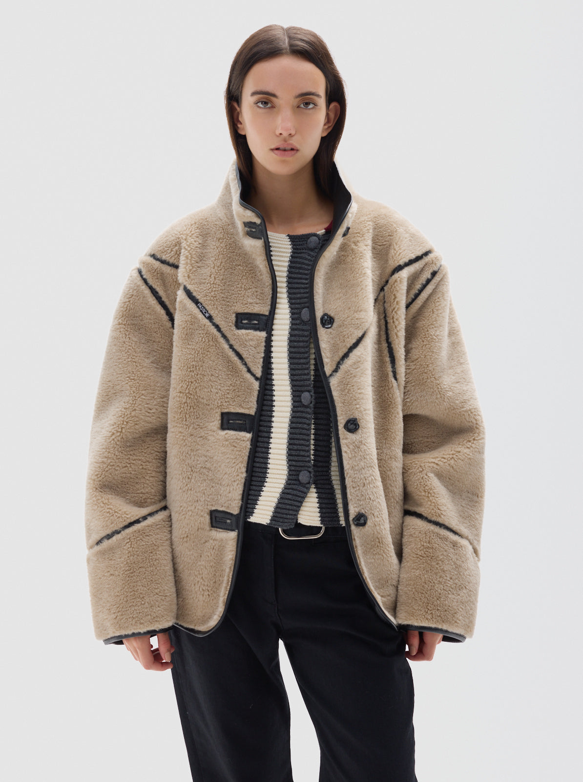Bosque faux-fur coat_Stone