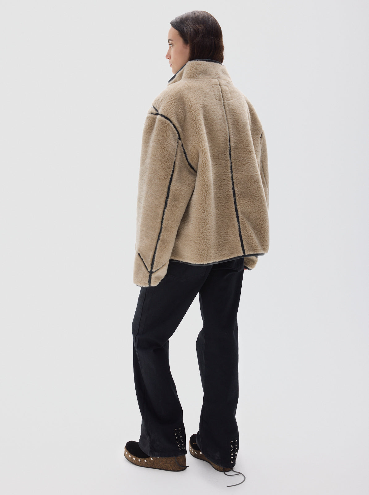 Bosque faux-fur coat_Stone