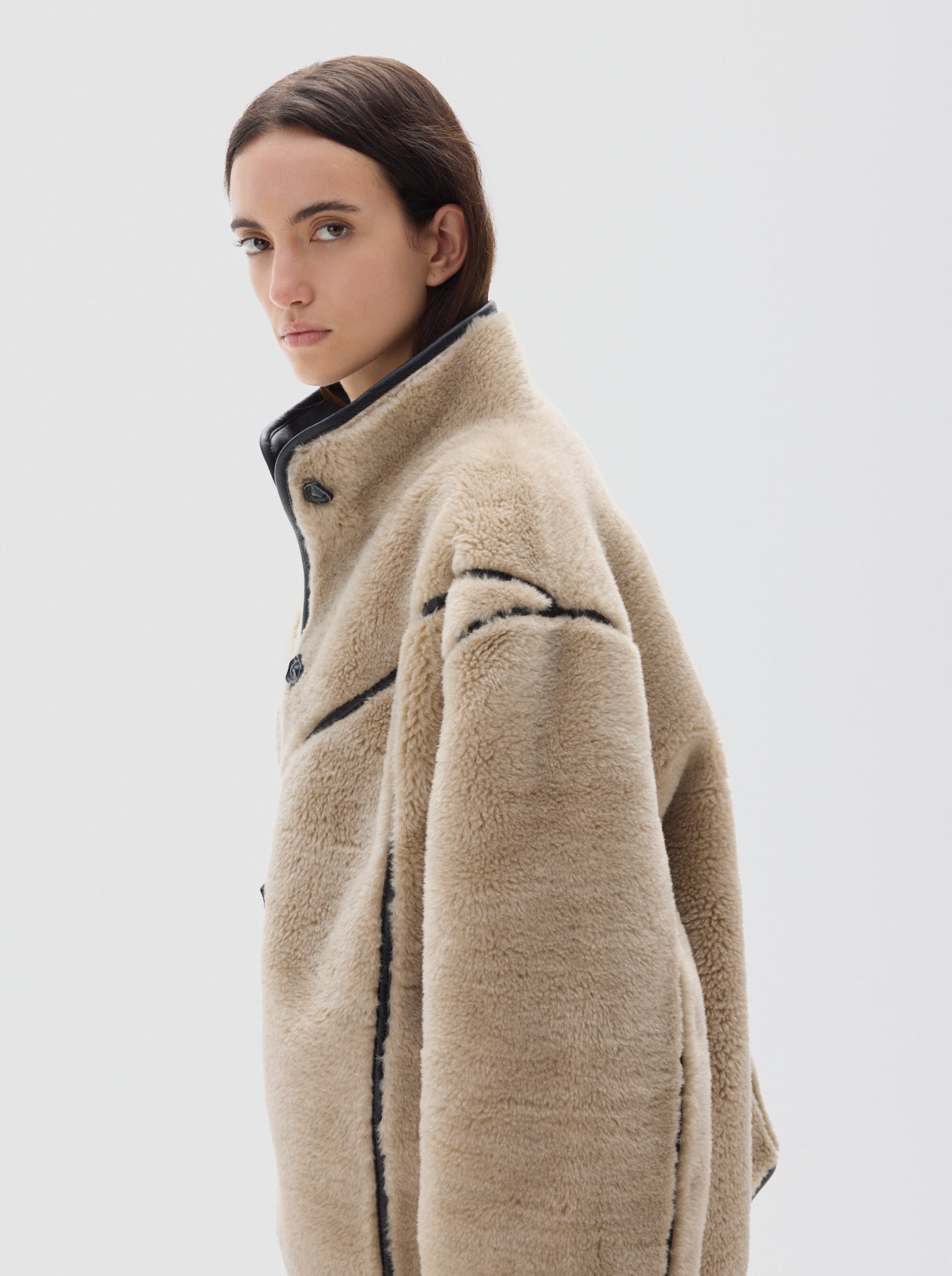 Bosque faux-fur coat_Stone