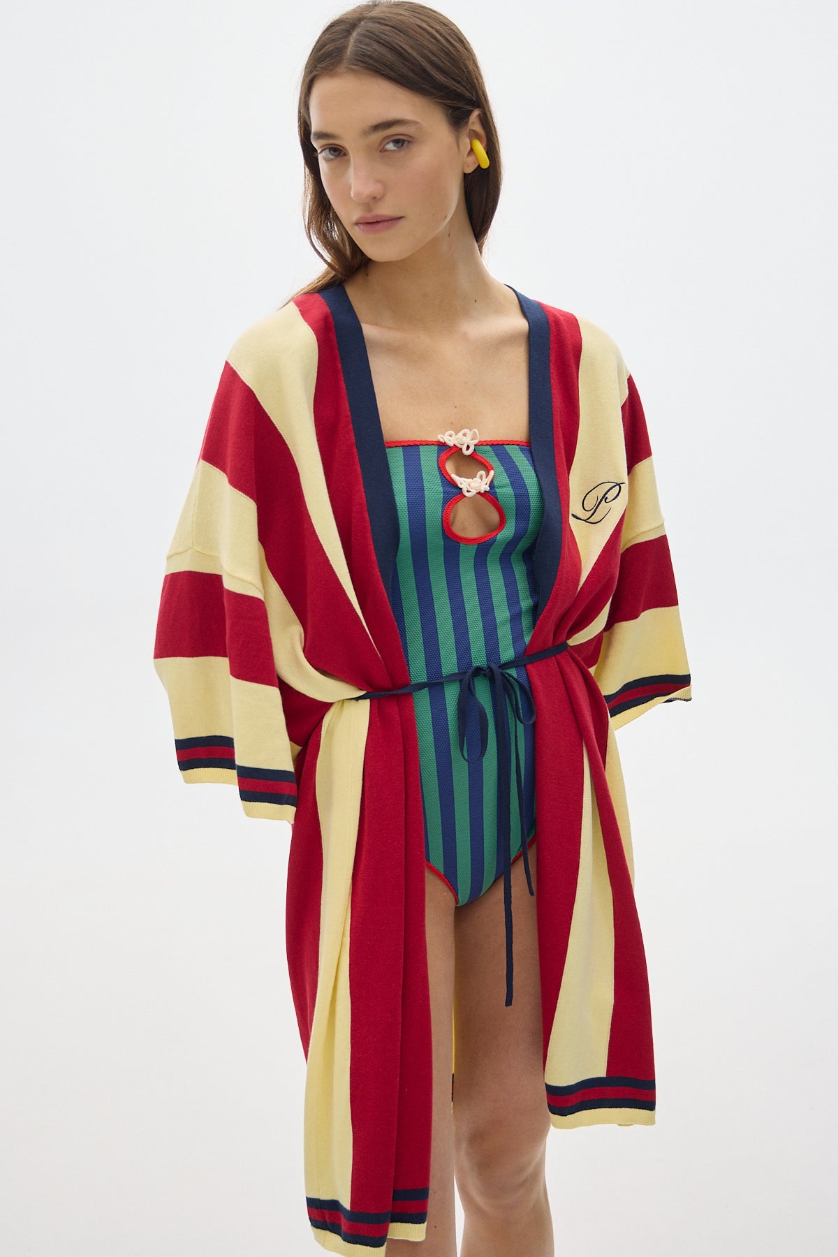 Kassumi Stripes Knit Tunic Dress_Yellow