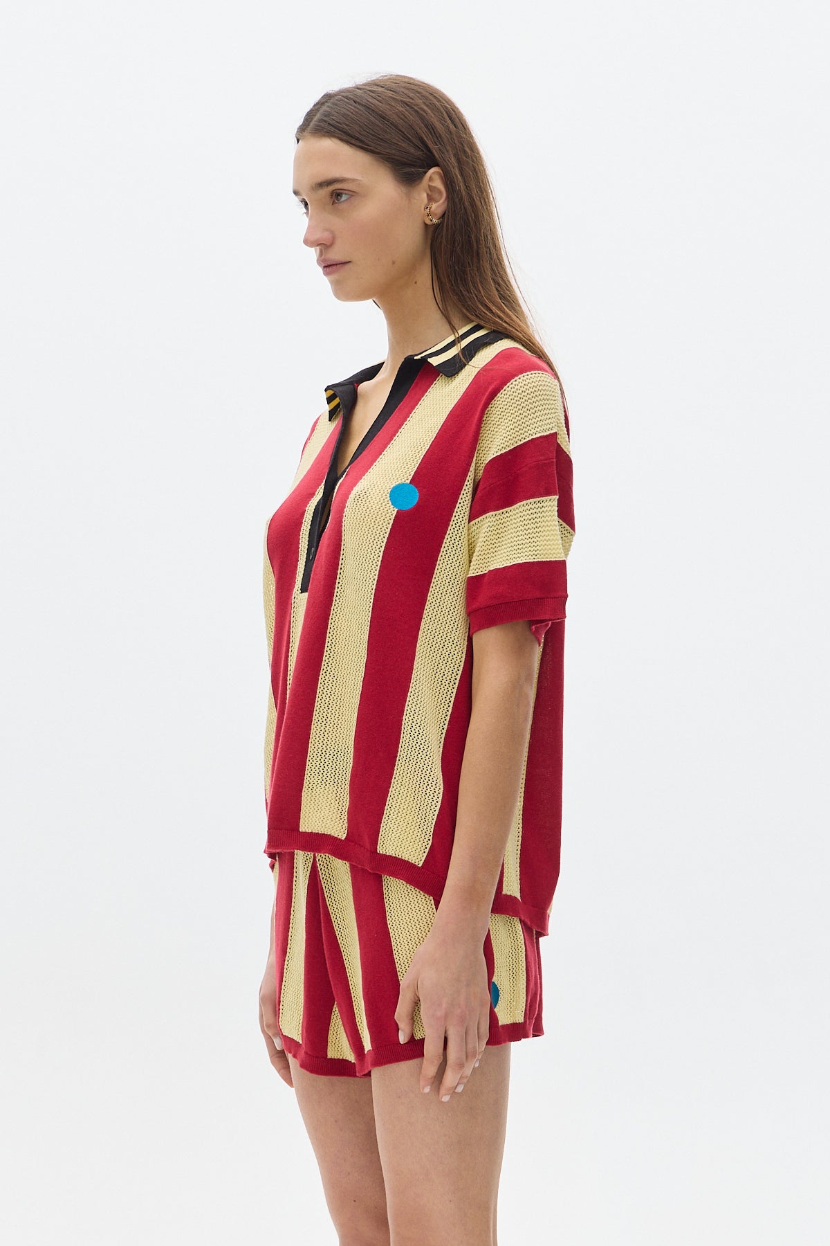 Chomba Stripes Knit Polo Shirt_Yellow