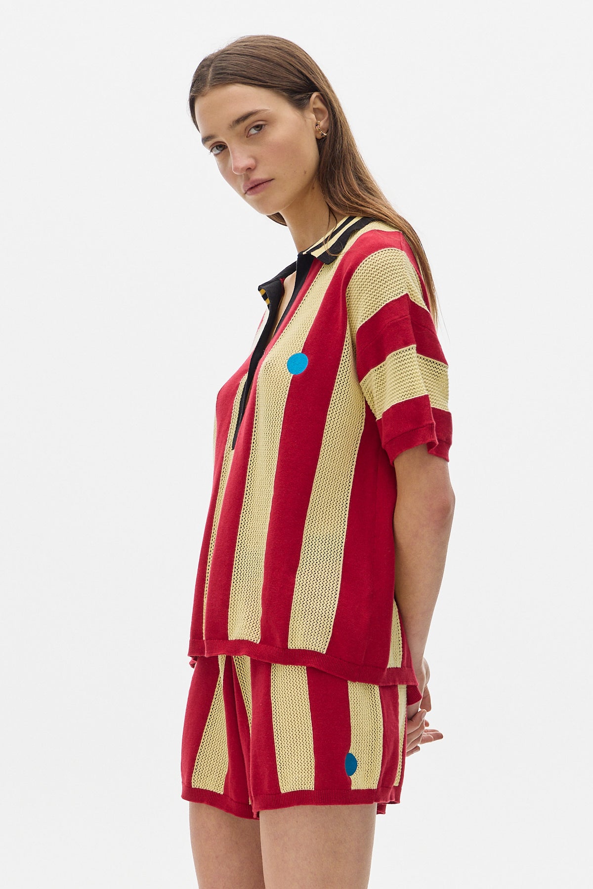 Chomba Stripes Knit Polo Shirt_Yellow