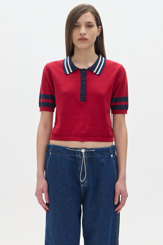 Ker Knit Polo Shirt_Cherry