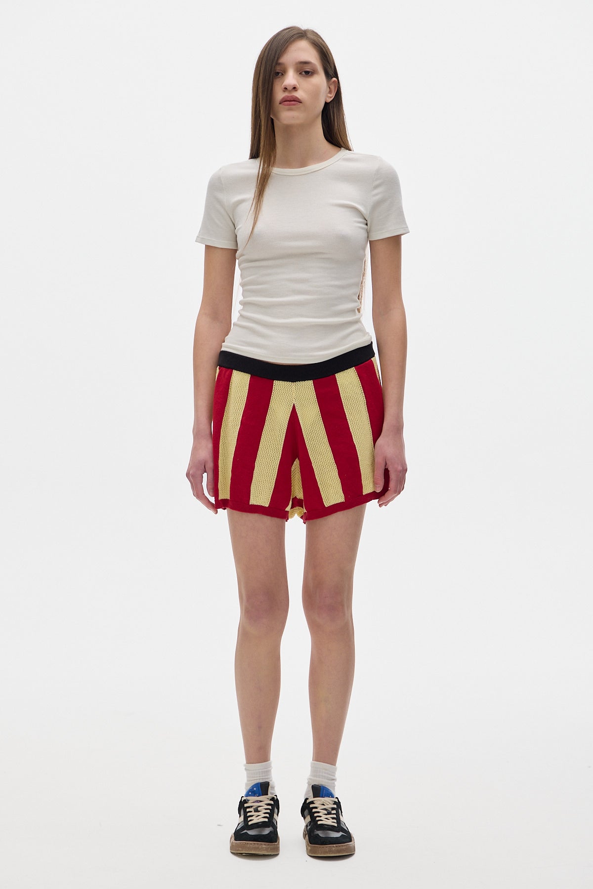 Jump Stripes Knit Shorts_Yellow