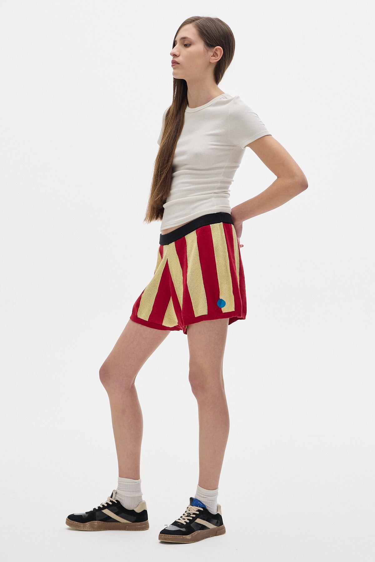 Jump Stripes Knit Shorts_Yellow