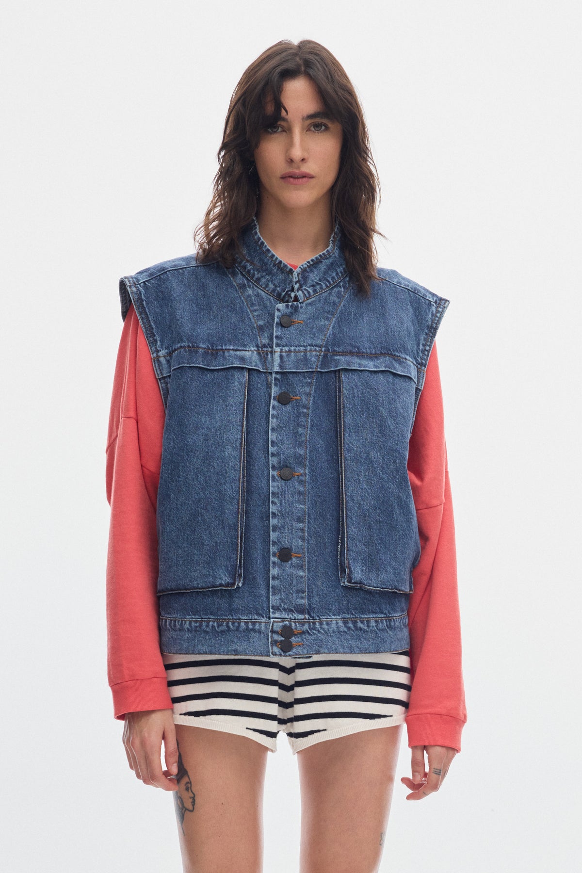 Explorer vintage denim vest_blue